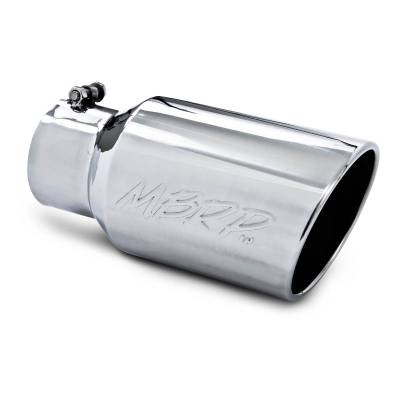 MBRP Exhaust Tip, 6" O.D. Angled Rolled End  4" inlet  12" length, T304 T5073
