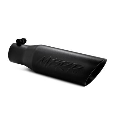 MBRP Exhaust Tip, 3 1/2" O.D. Dual Wall Angled  2 1/2" inlet  12" length - Black Coated T5106BLK