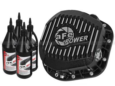 Steering And Suspension - Differential Covers - AFE Power - aFe Pro Series Rear Differential Cover Kit Black w/Machined Fins/Gear Oil Ford F-250/F-350/Excursion 86-16 V8-7.3L/6.0L/6.4L/6.7L (td) - 46-70022-WL