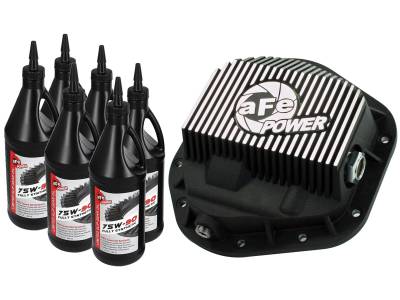Steering And Suspension - Differential Covers - AFE Power - aFe Pro Series Rear Differential Cover Kit Black w/Machined Fins/Gear Oil Ford F-250/F-350/Excursion 99-16 V8-7.3L/6.0L/6.4L/6.7L (td) - 46-70082-WL