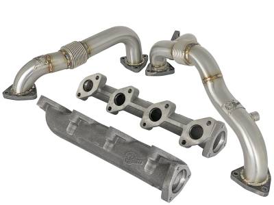 aFe Twisted Steel 304 Stainless Steel 2 IN Up-Pipes/BladeRunner Ductile Iron Manifold Power Package Ford Diesel Trucks 08-10 V8-6.4L (td) - 48-33016-PK