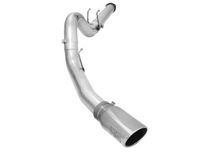 Exhaust - Exhaust Systems - AFE Power - aFe ATLAS 5 IN Aluminized Steel DPF-Back Exhaust System w/Polished Tip Ford Diesel Trucks 15-16 V8-6.7L (td) - 49-03064-P