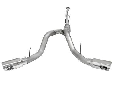 AFE Power - aFe ATLAS 4 IN Aluminized Steel Down-Pipe Back Exhaust System w/Polished Tip Ford Diesel Trucks 11-16 V8-6.7L (td) - 49-03066-P - Image 2