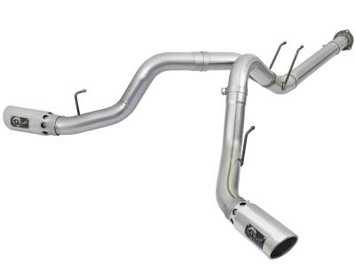 Exhaust - Exhaust Systems - AFE Power - aFe ATLAS 4 IN Aluminized Steel DPF-Back Exhaust System w/Polished Tip Ford Diesel Trucks 17-18 V8-6.7L (td) - 49-03092-P
