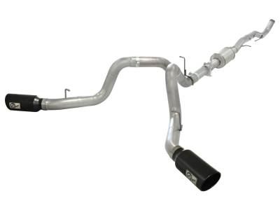 Exhaust - Exhaust Systems - AFE Power - aFe ATLAS 4 IN Aluminized Steel Down-Pipe Back Exhaust System w/Black Tip GM Diesel Trucks 11-15 V8-6.6L (td) LML - 49-04044-B