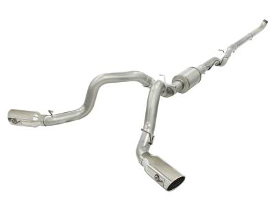 Exhaust - Exhaust Systems - AFE Power - aFe ATLAS 4 IN Aluminized Steel Down-Pipe Back Exhaust System w/Polished Tip GM Diesel Trucks 01-07 V8-6.6L (td) LB7/LLY/LBZ - 49-04045-P