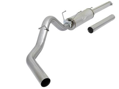aFe Large Bore-HD 4 IN 409 Stainless Steel Cat-Back Exhaust System w/Muffler/No Tip Dodge Diesel Trucks 03-04 L6-5.9L (td) - 49-12005