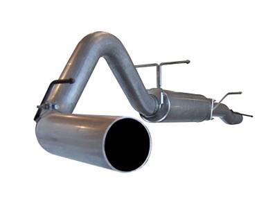 aFe Large Bore-HD 4 IN 409 Stainless Steel Cat-Back Exhaust System w/Muffler/No Tip Ford Diesel Trucks 03-07 V8-6.0L (td) - 49-13003