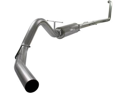 aFe Large Bore-HD 4 IN 409 Stainless Steel Turbo-Back Race Pipe w/Muffler w/o Exhaust Tip Ford Diesel Trucks 03-07 V8-6.0L (td) - 49-13004