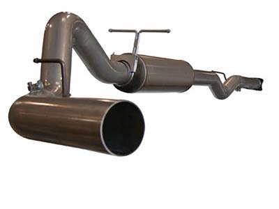 aFe Large Bore-HD 4 IN 409 Stainless Steel Cat-Back Exhaust System w/Muffler/No Tip GM Diesel Trucks 01-05 V8-6.6L (td) LB7/LLY - 49-14001