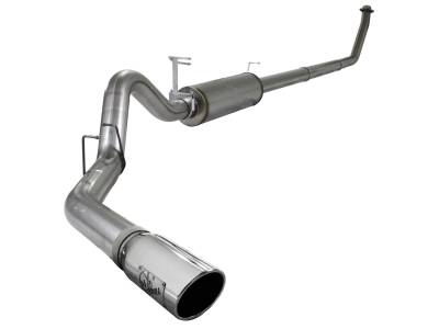 aFe Large Bore-HD 4 IN 409 Stainless Steel Turbo-Back Race Pipe w/Muffler/Polished Tip Dodge Diesel Trucks 94-02 L6-5.9L (td) - 49-42001