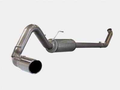 aFe Large Bore-HD 4 IN 409 Stainless Steel Turbo-Back Race Pipe w/Muffler/Polished Tip Dodge Diesel Trucks 03-04 L6-5.9L (td) - 49-42003