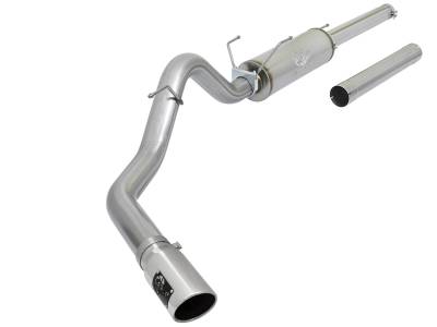 aFe Large Bore-HD 4 IN 409 Stainless Steel Cat-Back Exhaust System w/Muffler/Polished Tip Dodge Diesel Trucks 03-04 L6-5.9L (td) - 49-42005