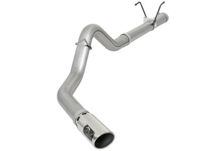 aFe Large Bore-HD 4in 409 Stainless Steel DPF-Back Exhaust System w/Polished Tip Dodge RAM Diesel Trucks 07.5-12 L6-6.7L (td) - 49-42006-P