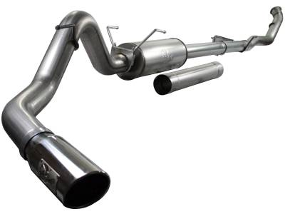 Exhaust - Exhaust Systems - AFE Power - aFe Large Bore-HD 4 IN 409 Stainless Steel Turbo-Back Race Pipe w/Muffler/Polished Tip Dodge RAM Diesel Trucks 07.5-12 L6-6.7L (td) - 49-42009-1