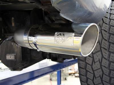AFE Power - aFe Large Bore-HD 5 IN 409 Stainless Steel Turbo-Back Race Pipe w/Muffler/Polished Tip Dodge Diesel Trucks 03-04 L6-5.9L (td) - 49-42032-P - Image 2