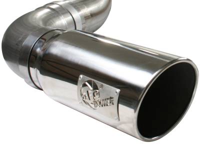 AFE Power - aFe Large Bore-HD 5 IN 409 Stainless Steel Turbo-Back Race Pipe w/Muffler/Polished Tip Dodge Diesel Trucks 03-04 L6-5.9L (td) - 49-42032-P - Image 3