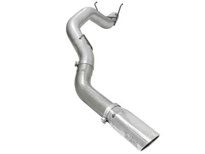 aFe Large Bore-HD 5in 409 Stainless Steel DPF-Back Exhaust System w/Polished Tip RAM Diesel Trucks 13-18 L6-6.7L (td) - 49-42039-P