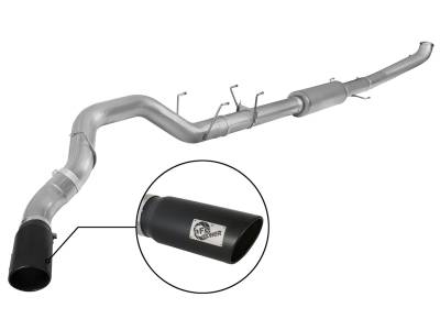 Exhaust - Exhaust Systems - AFE Power - aFe Large Bore-HD 5 IN 409 Stainless Steel Turbo-Back Race Pipe w/Muffler/Black Tip RAM Diesel Trucks 13-18 L6-6.7L (td) - 49-42047-1B