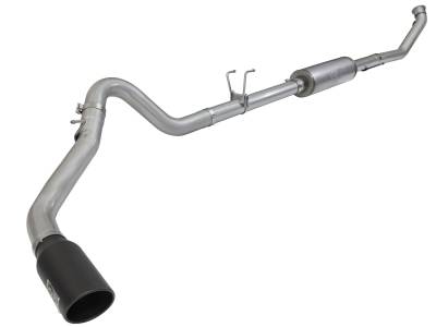 Exhaust - Exhaust Systems - AFE Power - aFe Large Bore-HD 4 IN 409 Stainless Steel Turbo-Back Race Pipe w/Muffler/Black Tip RAM Diesel Trucks 13-18 L6-6.7L (td) - 49-42054-B