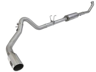 Exhaust - Exhaust Systems - AFE Power - aFe Large Bore-HD 4 IN 409 Stainless Steel Turbo-Back Race Pipe w/Muffler/Polished Tip RAM Diesel Trucks 13-18 L6-6.7L (td) - 49-42054-P
