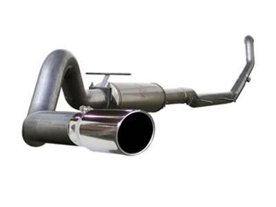 Exhaust - Exhaust Systems - AFE Power - aFe Large Bore-HD 4 IN 409 Stainless Steel Turbo-Back Race Pipe w/Muffler/Polished Tip Ford Diesel Trucks 94-97 V8-7.3L (td-di) - 49-43001