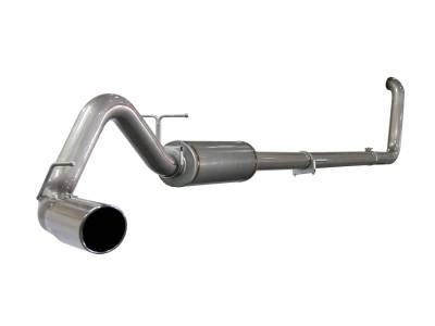 aFe Large Bore-HD 4 IN 409 Stainless Steel Turbo-Back Race Pipe w/Muffler/Polished Tip Ford Diesel Trucks 99-03 V8-7.3L (td) - 49-43002