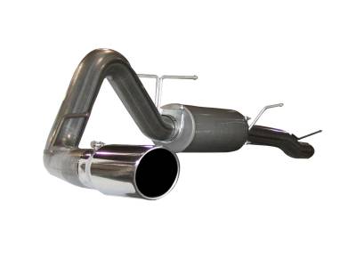 aFe Large Bore-HD 4 IN 409 Stainless Steel Cat-Back Exhaust System w/Muffler/Polished Tip Ford Diesel Trucks 03-07 V8-6.0L (td) - 49-43003