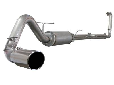 Exhaust - Exhaust Systems - AFE Power - aFe Large Bore-HD 4 IN 409 Stainless Steel Turbo-Back Race Pipe w/Muffler/Polished Tip Ford Diesel Trucks 03-07 V8-6.0L (td) - 49-43004