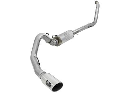 aFe Large Bore-HD 4 IN 409 Stainless Steel Turbo-Back Race Pipe w/Muffler/Polished Tip Ford Excursion 00-03 V8-7.3L (td) - 49-43008-P