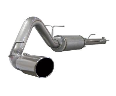 AFE Power - aFe Large Bore-HD 4 IN 409 Stainless Steel Cat-Back Exhaust System w/Muffler/Polished Tip Ford Excursion 03-05 V8-6.0L (td) - 49-43009 - Image 1