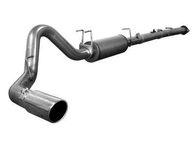 Exhaust - Exhaust Systems - AFE Power - aFe Large Bore-HD 4 IN 409 Stainless Steel Down-Pipe Back Exhaust System w/Muffler/Polished Tip Ford Diesel Trucks 08-10 V8-6.4L (td) - 49-43022