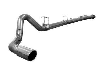 aFe Large Bore-HD 4 IN 409 Stainless Steel Down-Pipe Back Exhaust System w/o Muffler w/Polished Tip Ford Diesel Trucks 08-10 V8-6.4L (td) - 49-43030NM