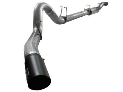 aFe Large Bore-HD 5in Stainless Steel Down-Pipe Back Exhaust System w/Black Tip Ford Diesel Trucks 08-10 V8-6.4L (td) - 49-43040-B