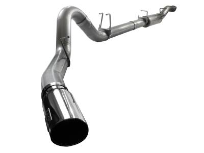 Exhaust - Exhaust Systems - AFE Power - aFe Large Bore-HD 5in 409 Stainless Steel Down-Pipe Back Exhaust w/Polished Tip Ford Diesel Trucks 08-10 V8-6.4L (td) - 49-43040-P