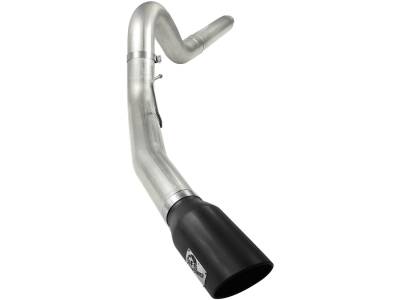 aFe Large Bore-HD 5in 409 Stainless Steel DPF-Back Exhaust System w/Black Tip Ford Diesel Trucks 08-10 V8-6.4L (td) - 49-43054-B