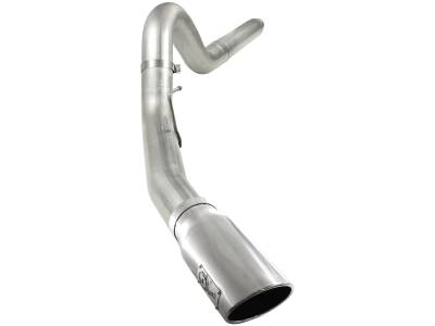 aFe Large Bore-HD 5in 409 Stainless Steel DPF-Back Exhaust System w/Polished Tip Ford Diesel Trucks 08-10 V8-6.4L (td) - 49-43054-P