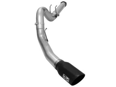 Exhaust - Exhaust Systems - AFE Power - aFe Large Bore-HD 5in 409 Stainless Steel DPF-Back Exhaust System w/Black Tip Ford Diesel Trucks 15-16 V8-6.7L (td) - 49-43064-B