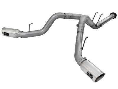 Exhaust - Exhaust Systems - AFE Power - aFe Large Bore-HD 4in 409 Stainless Steel DPF-Back Exhaust System w/Polished Tip Ford Diesel Trucks 11-14 V8-6.7L (td) - 49-43065-P