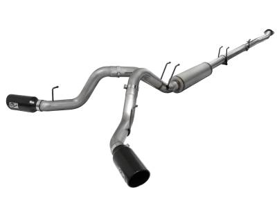 aFe Large Bore-HD 4in 409 Stainless Steel Down-Pipe Back Exhaust System w/Black Tip Ford Diesel Trucks 11-16 V8-6.7L (td) - 49-43066-B