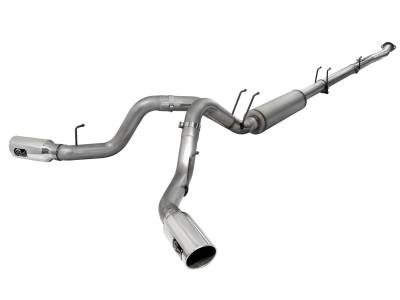 Exhaust - Exhaust Systems - AFE Power - aFe Large Bore-HD 4in 409 Stainless Steel Down-Pipe Back Exhaust w/Polished Tip Ford Diesel Trucks 11-16 V8-6.7L (td) - 49-43066-P