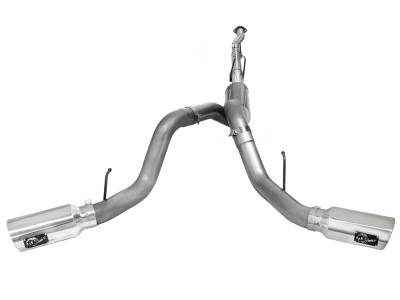 AFE Power - aFe Large Bore-HD 4in 409 Stainless Steel Down-Pipe Back Exhaust w/Polished Tip Ford Diesel Trucks 11-16 V8-6.7L (td) - 49-43066-P - Image 2