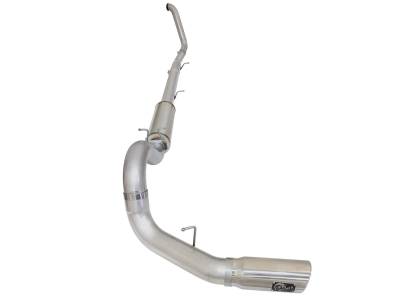 AFE Power - aFe Large Bore-HD 5 IN 409 Stainless Steel Turbo-Back Race Pipe w/Muffler/Polished Tip Ford Diesel Trucks 99-03 V8-7.3L (td) - 49-43075-P - Image 2