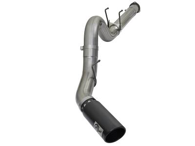 aFe Large Bore-HD 5in 409 Stainless Steel DPF-Back Exhaust System w/Black Tip Ford Diesel Trucks 17-18 V8-6.7L (td) - 49-43090-B