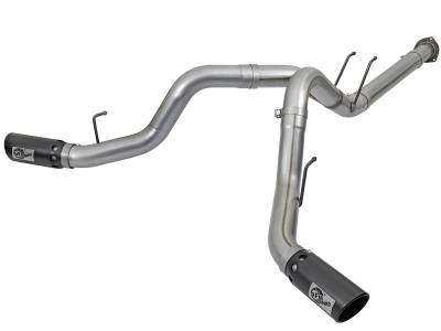 aFe Large Bore-HD 4in 409 Stainless Steel DPF-Back Exhaust System w/Black Tip Ford Diesel Trucks 17-18 V8-6.7L (td) - 49-43092-B