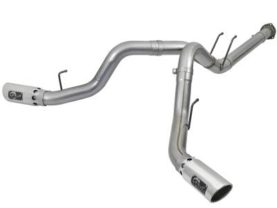 Exhaust - Exhaust Systems - AFE Power - aFe Large Bore-HD 4in 409 Stainless Steel DPF-Back Exhaust System w/Polished Tip Ford Diesel Trucks 17-18 V8-6.7L (td) - 49-43092-P