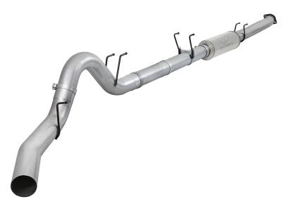 aFe Large BORE 5in Stainless Steel Down-Pipe Back Exhaust System w/Muffler-No Tip Ford Diesel Trucks 17-18 V8-6.7L (td) - 49-43093