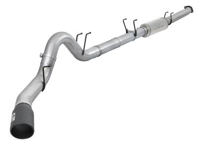 Exhaust - Exhaust Systems - AFE Power - aFe Large BORE 5in Stainless Steel Down-Pipe Back Exhaust System w/Muffler-Black Ford Diesel Trucks 17-18 V8-6.7L (td) - 49-43093-B