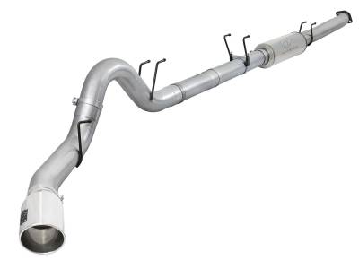 Exhaust - Exhaust Systems - AFE Power - aFe Large BORE 5in Stainless Steel Down-Pipe Back Exhaust System w/Muffler Polished Ford Diesel Trucks 17-18 V8-6.7L (td) - 49-43093-P