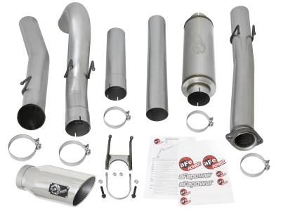 AFE Power - aFe Large BORE 5in Stainless Steel Down-Pipe Back Exhaust System w/Muffler Polished Ford Diesel Trucks 17-18 V8-6.7L (td) - 49-43093-P - Image 5